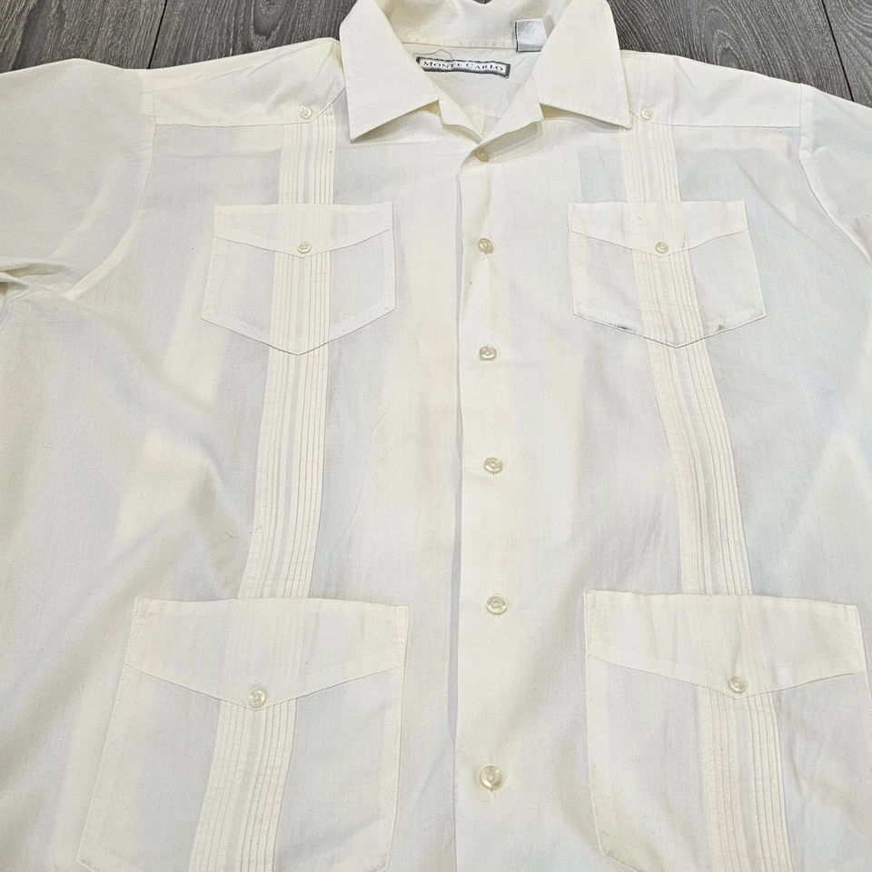 Рубашка Monte Carlo Guayabera мексиканская размер L 42/44 желтая кубинская с 4 карманами - Изображение 3 из 4