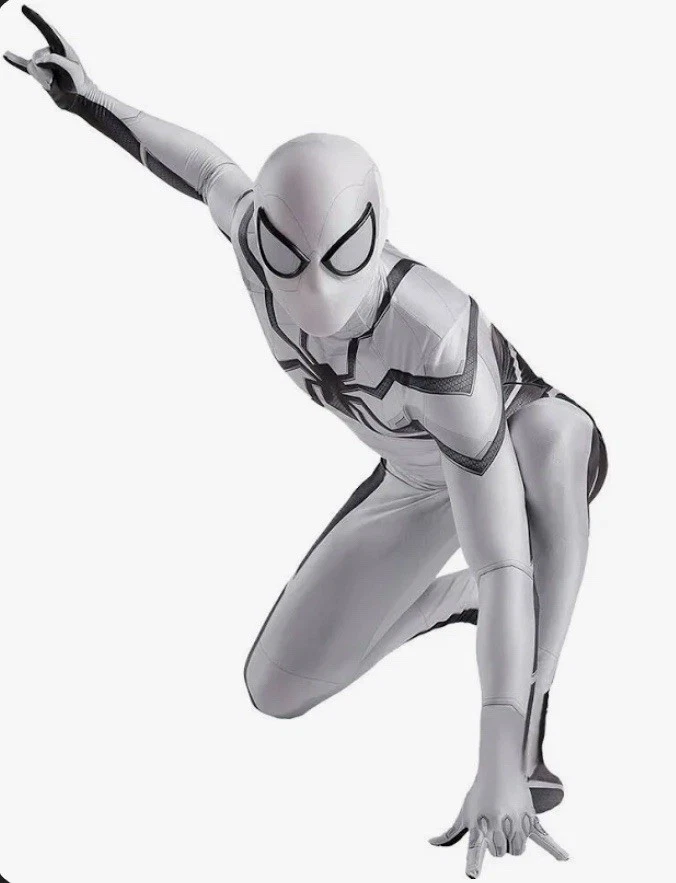 NEW White Future Foundation Spiderman Bodysuit Cosplay Kids Costume Size M/130 - Image 3 of 4