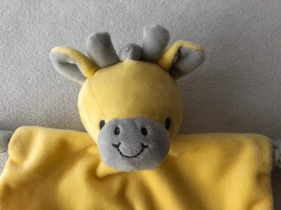 Manta de seguridad para bebé DanDee Lovey sonajero jirafa amarillo gris Foto 3 de 4