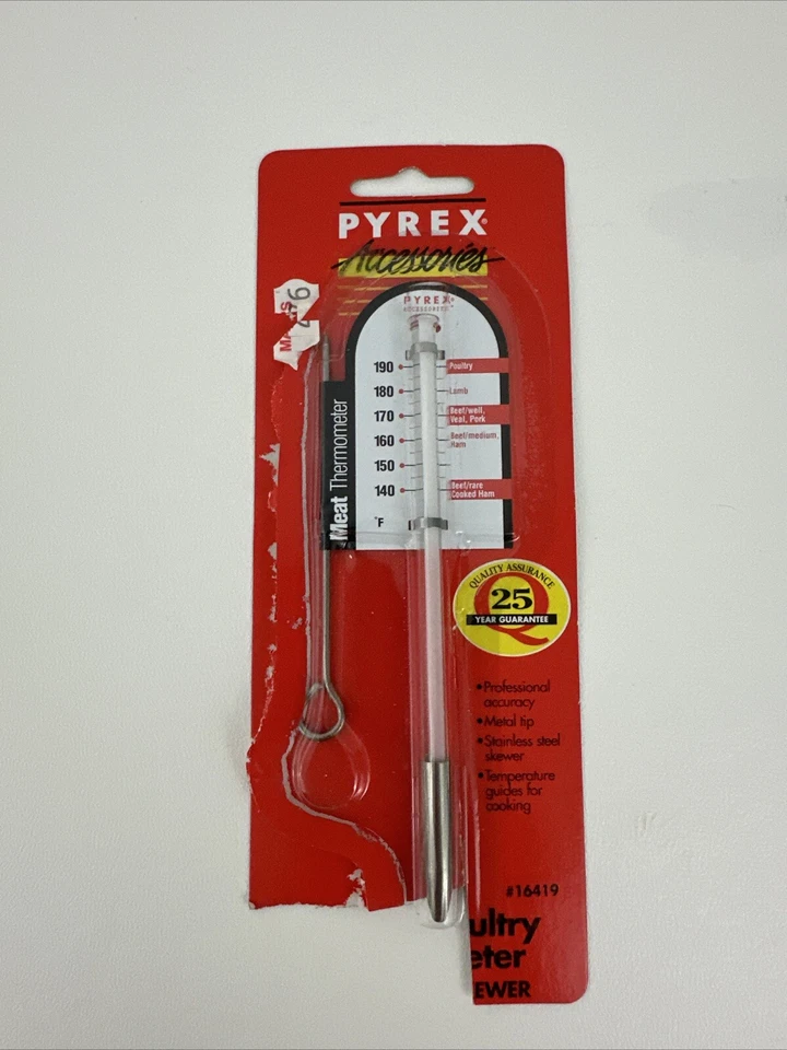 Vintage Pyrex Glass  Meat Thermometer New Open Package - Image 3 of 4