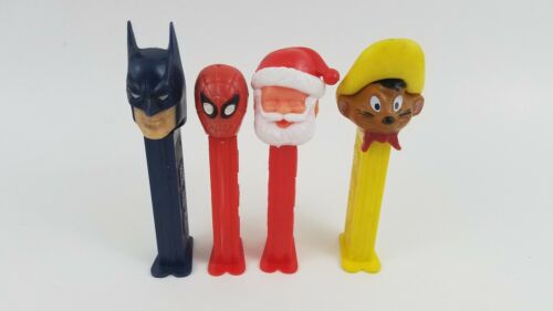 Lot of 4 PEZ Spiderman Batman Santa Claus Speedy Gonzalez All Have Feet U4