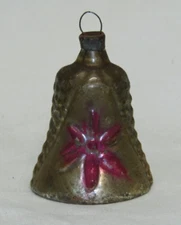 German Antique Bumpy Glass Feather Tree Bell Christmas Ornament Vintage 1930's