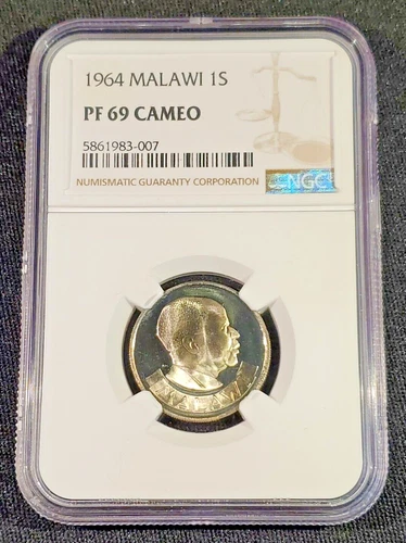 1964 Malawi 1 Shilling Corn cob Coin Proof - NGC PF 69 Cameo