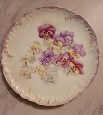 Antique J.P.L. Jean Pouyat Limoges France Hand Painted Plate 8.75" Purple Flower