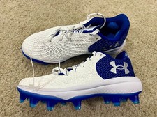 UNDER ARMOUR GLYDE 2.0 MT Softball Molded Cleats  White/Blue  Womens Size 6  NEW