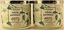 QTY 2 - Bath & Body Works White Barn WHITE GARDENIA 3 Wick 14.5Oz Scented Candle