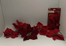 Crafts Floral Holiday Living Red Flowers Poinsettia Shiny Berries Lot of 7
