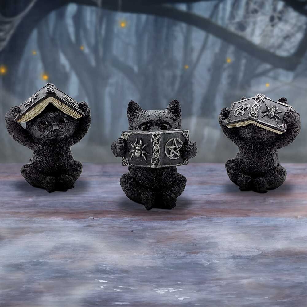 Nemesis Now THREE WISE SPELL CATS See Hear Speak No Evil Figurines 8.5cm