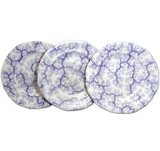 Staffordshire Childs Toy 3pc Dinner Plate Set Purple SEAWEED 1820