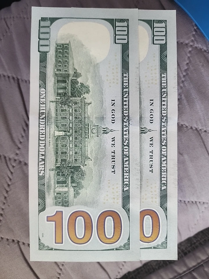 Lot of 2 Consecutive Serial Numbers $100 Dollar Bills 2013A UNCIRCULATED Rare - Image 2 of 2