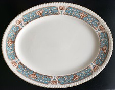 Antique Johnson Brothers Hampton Rope Turquoise Aqua 14" Serving Platter England