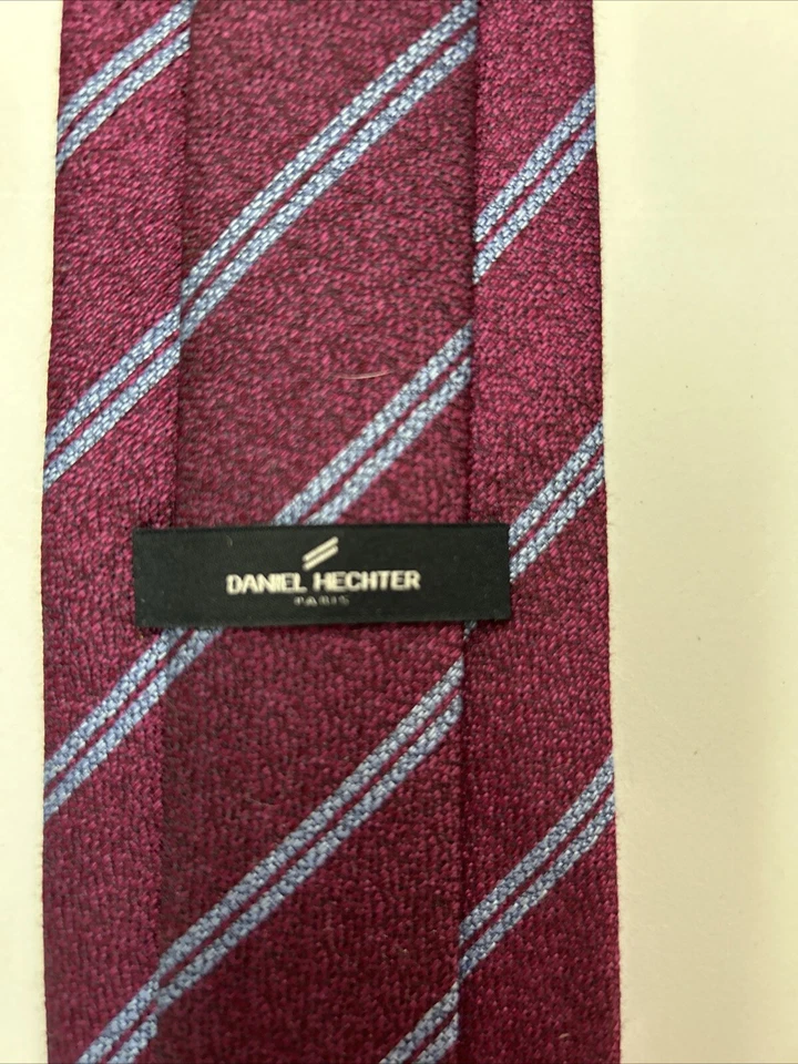 Corbata Daniel Hechter - Corbata de seda a rayas moradas, 59 pulgadas Foto 3 de 4
