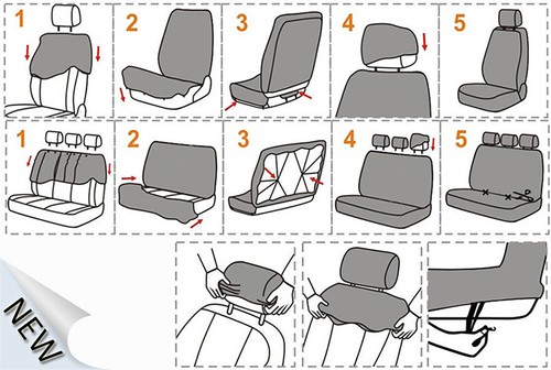 Breathable Fabric Full Set Car Seat Rose Red Front Rear Seat Protector Mat - Picture 2 of 4