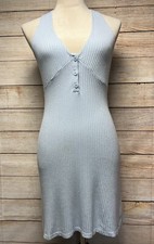 Reformation Ribbed Knit PASO Tank Dress Sz M Sky Blue Mini Fitted V-Neck Stretch