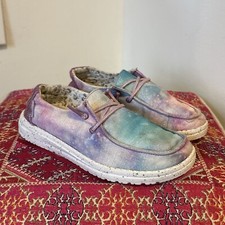 F31 Hey Dude Wendy Unicorn Dreamer Girls Size 4 Pink Slip On Casual Shoes School