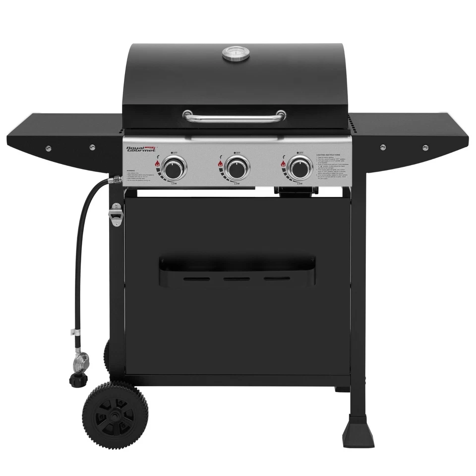 Royal Gourmet 3-Burner BBQ Liquid Propane Gas Gril lwith Front Spice Rack Black - Image 3 of 4