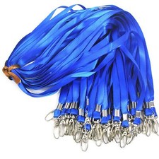 50 Blue Lanyards with Swivel Hooks Nylon ID Badge Holders School Office