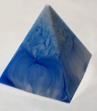Beautiful Zen Blue & White Churning Pyramid Paperweight Figure Decor