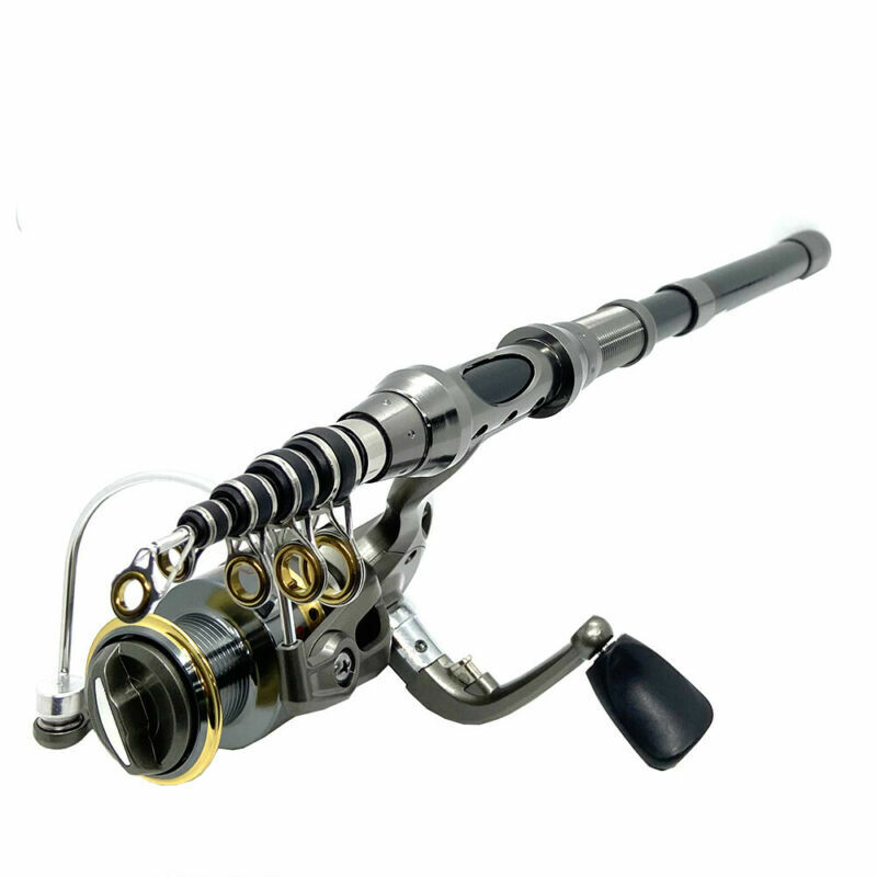 Telescopic Fishing Rod and Reel Combo Full Kit Carbon Fiber Rod Pole W/ Line  Bag