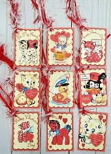 9 Retro Style Valentine Handmade Gift Tags Scrapbooks Crafts Junk Journals