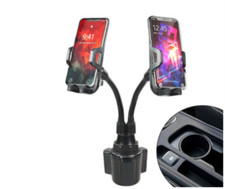 Dual Phone Cup Holder Mount With Adjustable Gooseneck