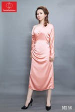 Women formal party casual one-piece salient neck long contempt dress