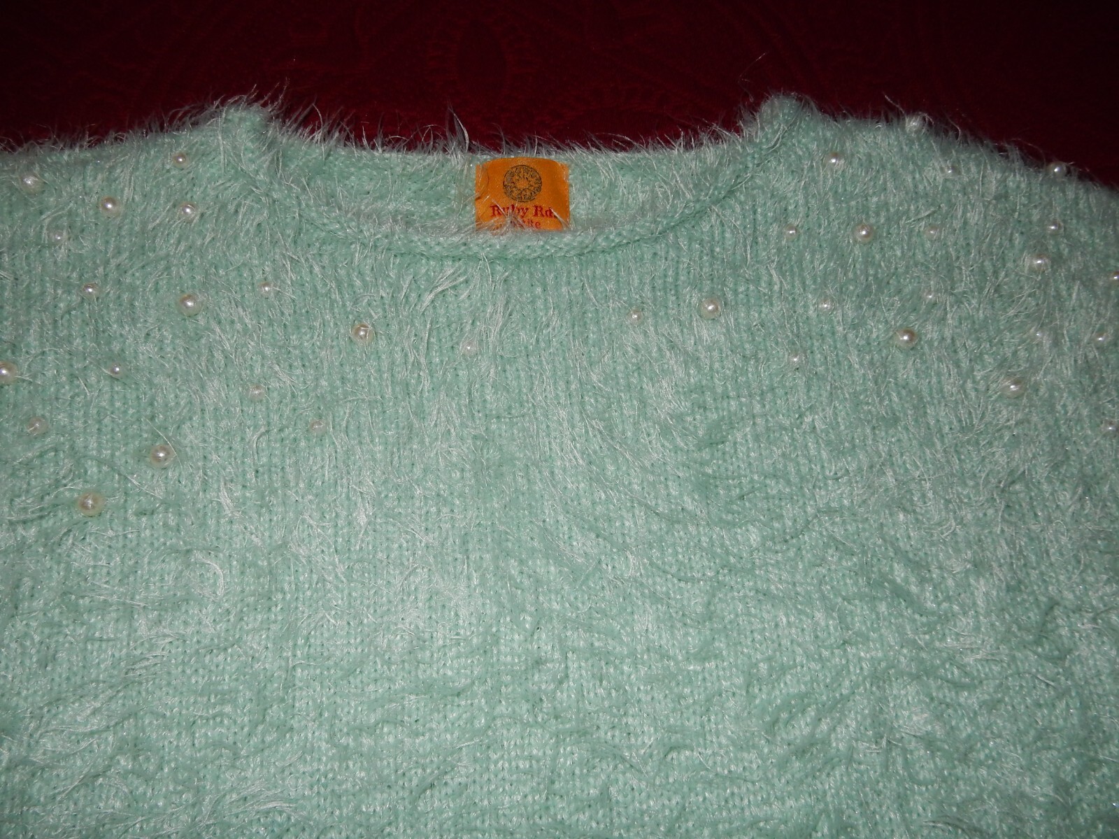 Ruby Rd Pullover Sweater Light Green Fluffy With … - image 2