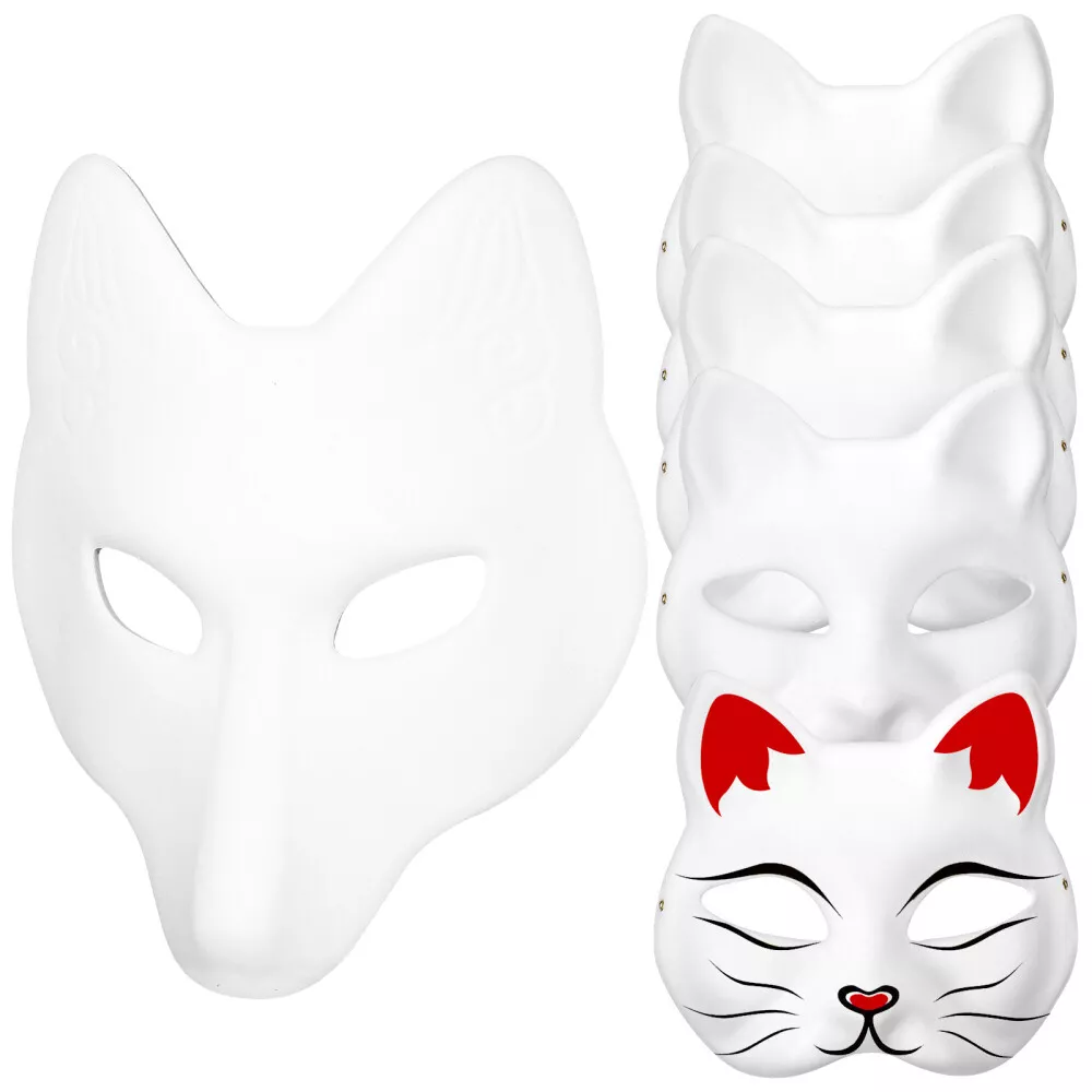 Masque de chat blanc et or en plastique