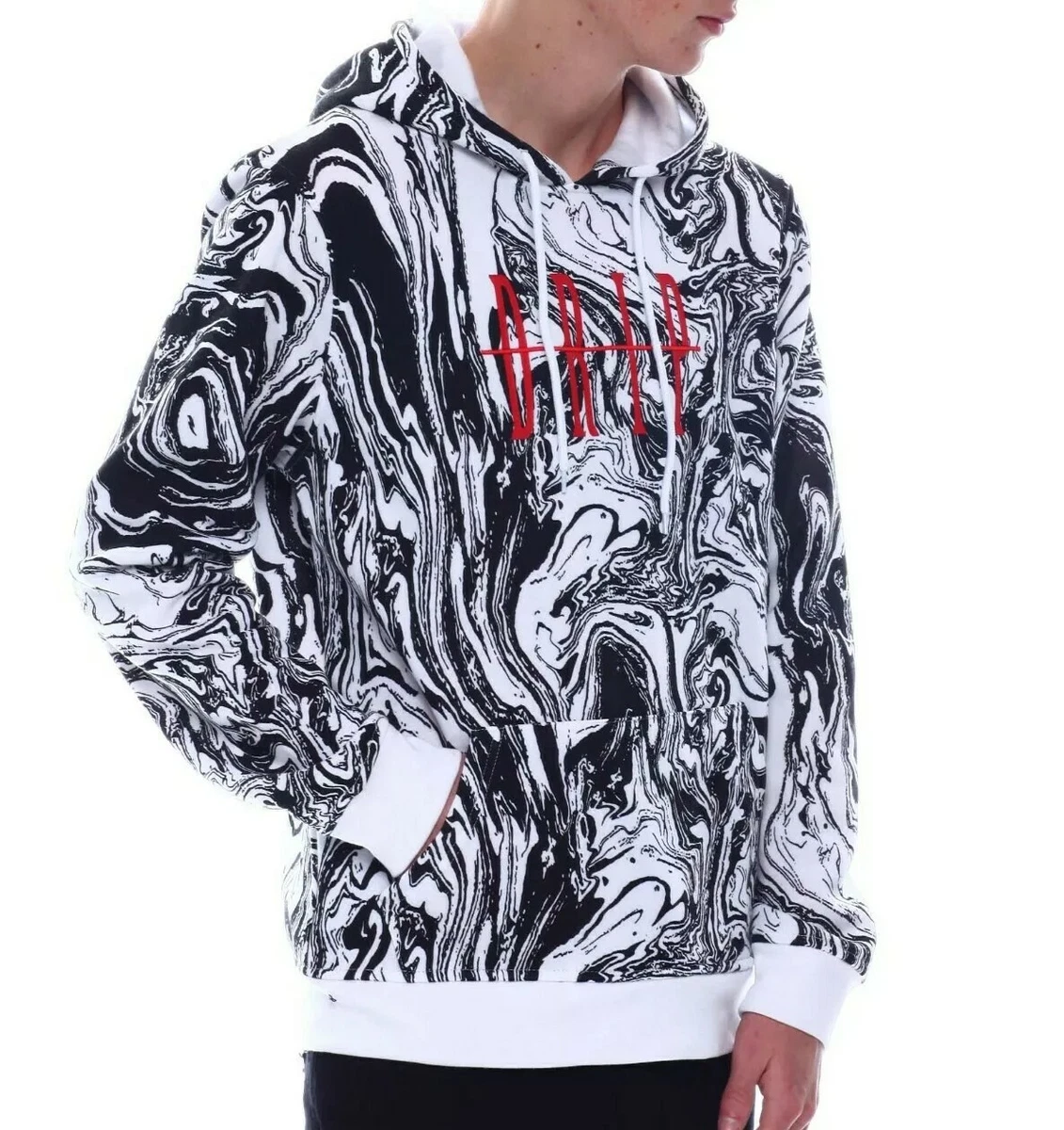 buffet reference temperament Brooklyn Cloth White &amp; Black DRIP MARBLE PRINT MEN&#039;S HOODIE Size M  NWT | eBay