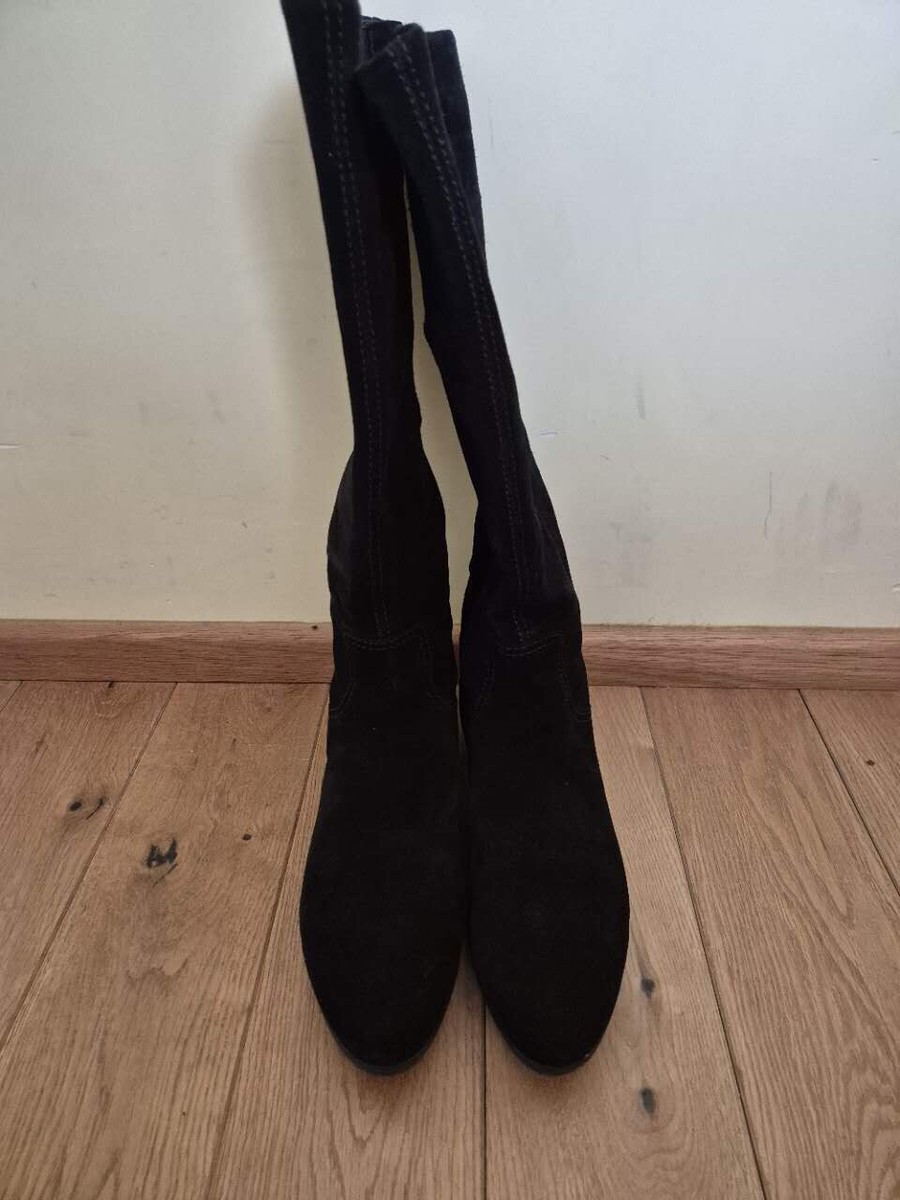Gabor TOYE Black Suede Knee High Boots Size UK