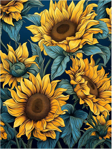 5D Sunflowers Painting by Numbers Kits for Adults DIY round Diamond Art Kits Flo