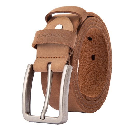 Ceinture Cuir El Charro Vintage - Imprimé Feu Et Clous Latéraux - Marron - Fait Main En Italie - Taille Regular