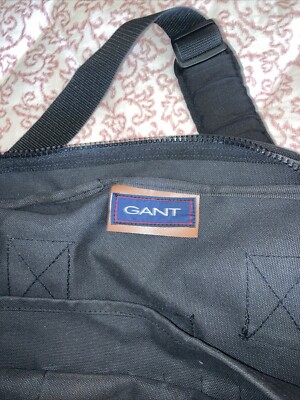 GANT Laptop Bag Document Case Solid Black  Zipper Cotton. Preowned.
