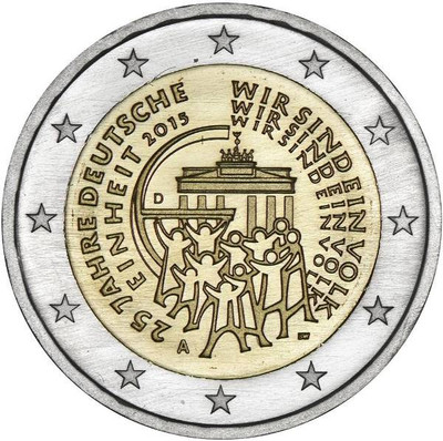2015 Germany   2 Euro Uncirculated Coin - German Unity 25 Years (Stuttgart - F)