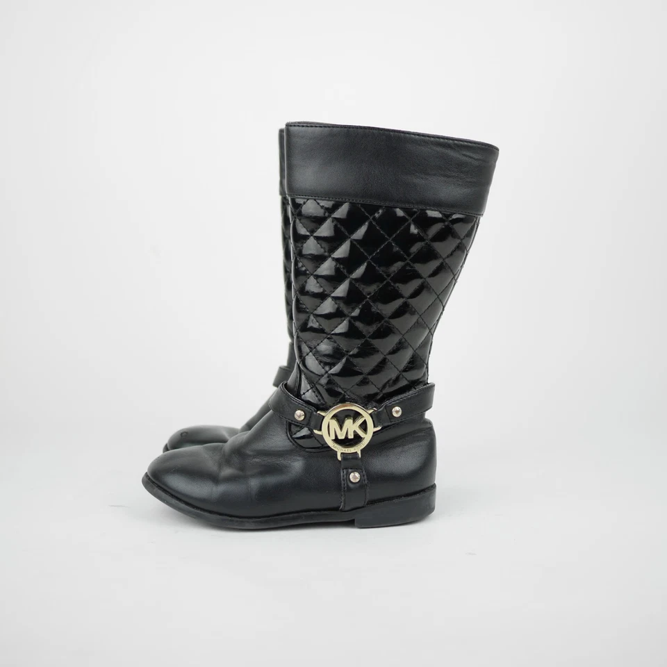 MICHAEL KORS Niño 9 - Botas de rodilla de cuero negras talla cremallera EMMA ACOLCHADAS Foto 2 de 4