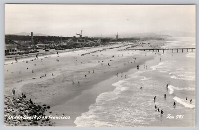 1930s Zan RPPC  San Francisco Ocean Beach  Playland Roller Coasters UNP Postcard