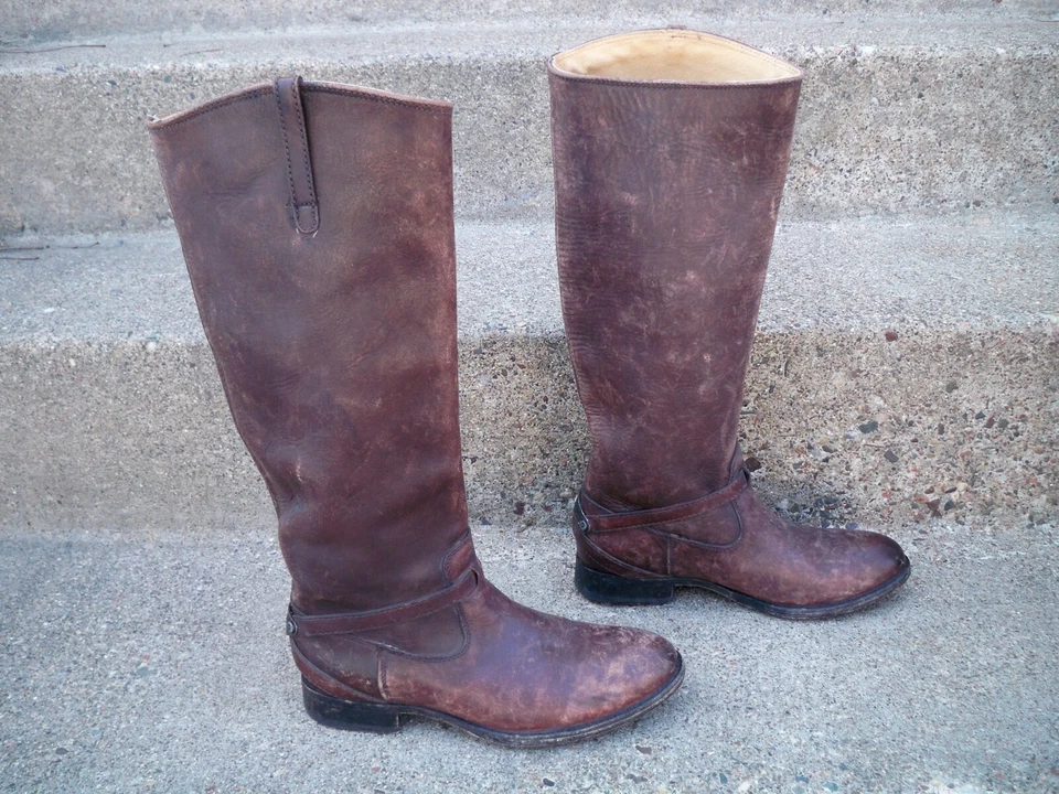 Women’s FRYE Lindsay Plate Knee-High Riding Tall Leather Motorcycle Boots Size 6 - Image 2 of 4