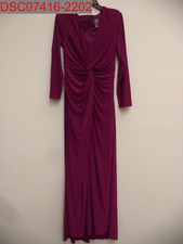 Vince Camuto Women's Magenta Off The Shoulder Crepe Column Gown, 14 194592912046