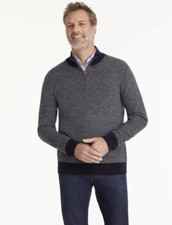 UNTUCKit Birdseye Quarter-Zip Sweater Extra Fine Merino Wool Long Sleeve Mens M