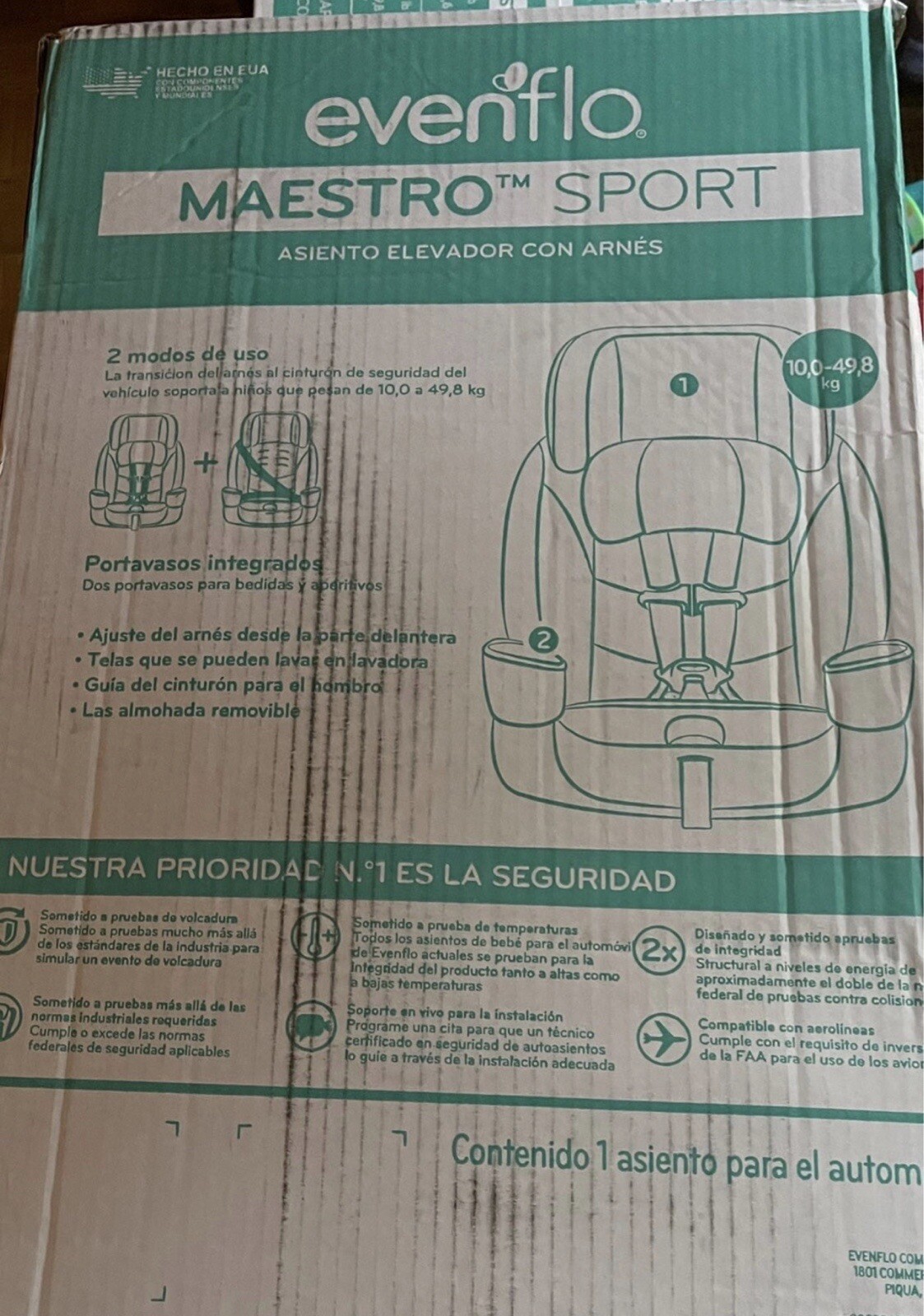 Evenflo 34912203 Maestro Sport Harness Booster Car Seat Granite for