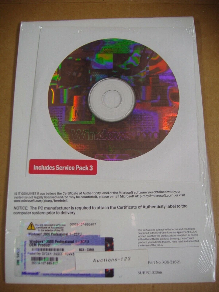 MICROSOFT WINDOWS 2000 PROFESSIONAL FULL OPERATING SYSTEM w/SP3 MS WIN PRO=NEW= - Image 3 of 4
