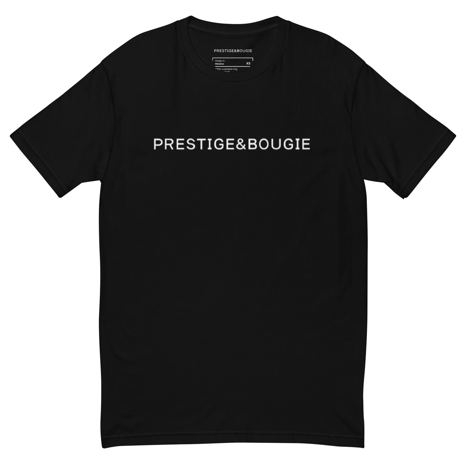 Men's Black Cotton Prestige&Bougie Slim Fit Graphic Logo T-Shirt