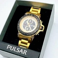 SEIKO Pulsar chronograph alarm gold wristwatch men s