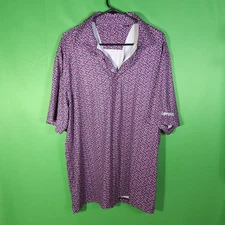 Cutter And Buck Mens Size XL Blue Pink Floral Golf Polo Shirt Lenovo