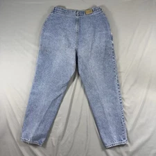 Vintage Lee Mom Jeans Women's Size 16 Blue Faded Pleated Bare Back Made In USA