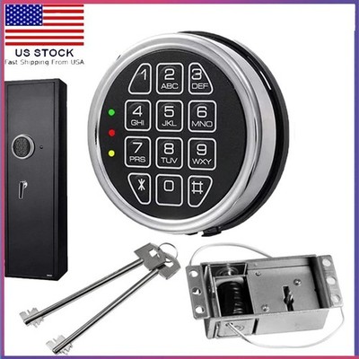 Electronic Gun Safe Lock  Replacement Chrome Keypad with Solenoid 2 Override Key