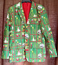 Ugly Christmas Blazer Sport Coat Suit Jacket Novelty Holiday Party Lined Men's M