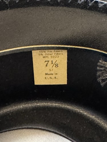 Dynafelt Cowboy Hat With Leather Hat Band Size 7 1/8 - Picture 6 of 7