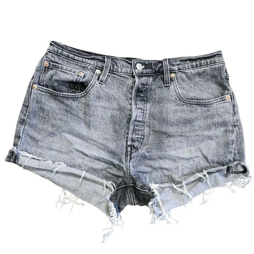 Levi's 501 Black Denim Jean Cut Off Shorts Size 32