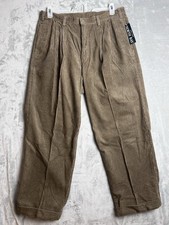 Vintage Corduroy Pants Men 36x27 Short Brown Wide Leg Y2K Baggy Grunge North Bay